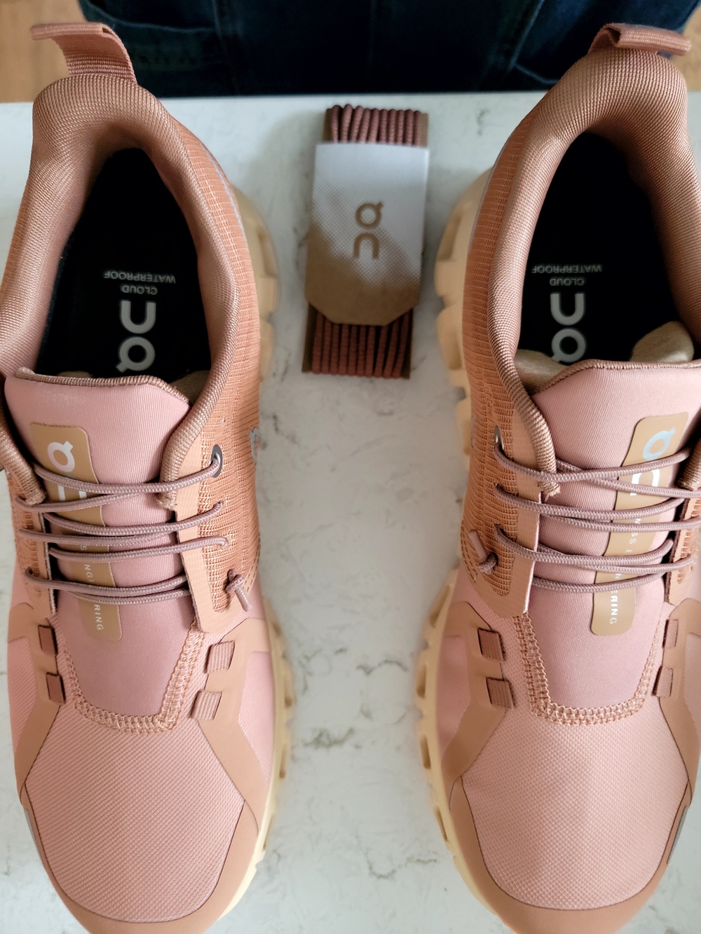 On Cloud Waterproof Women's Athletic Shoes in Rose/Tan - Picture 2 of 9